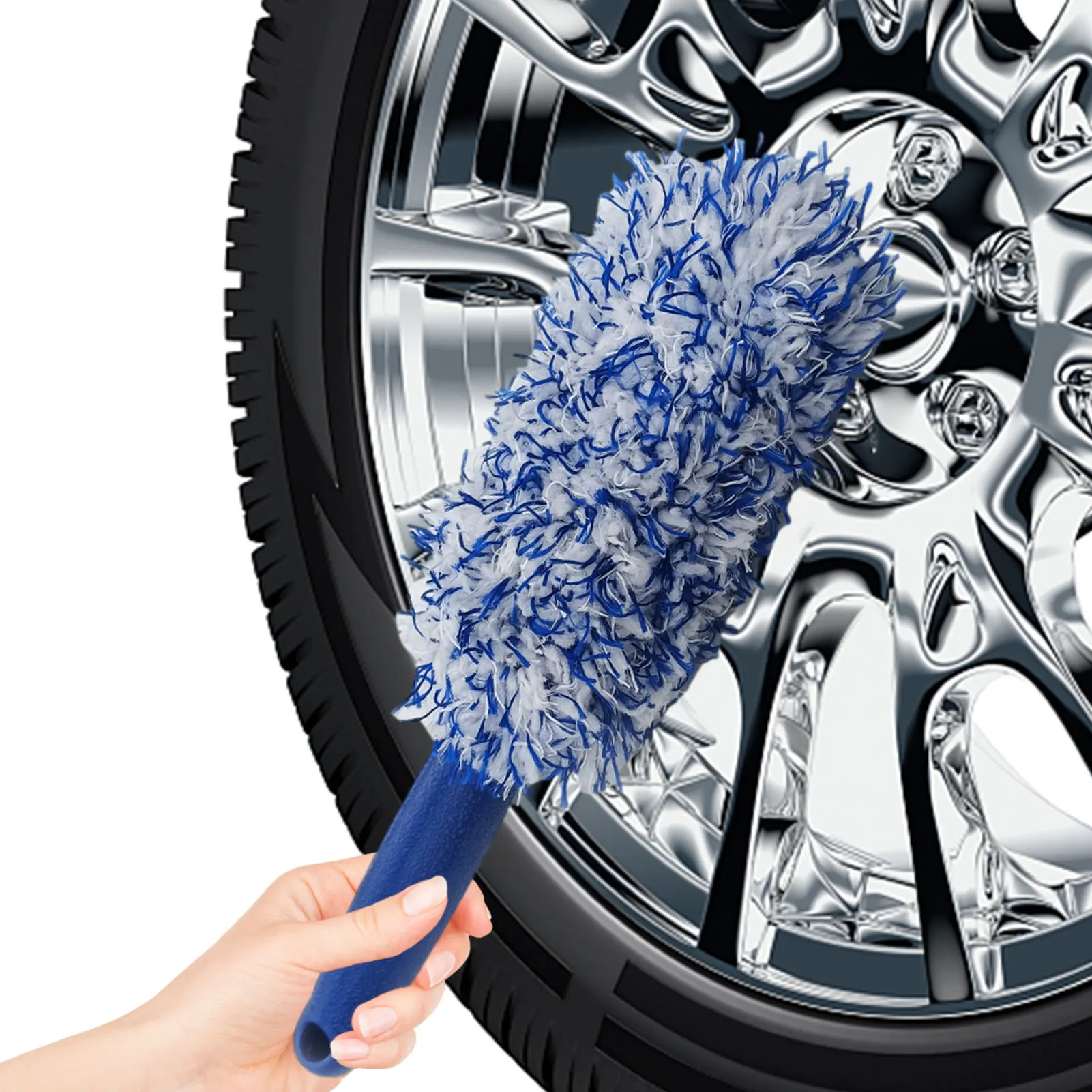 Car Tire Brush Microfiber Auto Cleaning Brush Non-Slip Handle Auto Rims Spokes Wheel Washing Brush For Car Cleaning Tool