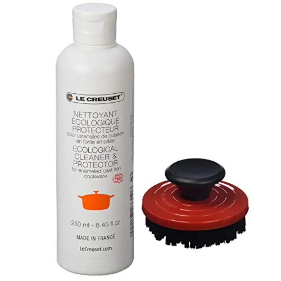 

2-Piece Cleaning Set, Nylon Brush Kitchen Product, 3.25", Cerise with Enameled Cast Iron 8.45 fl. oz. Cookware Cleaner