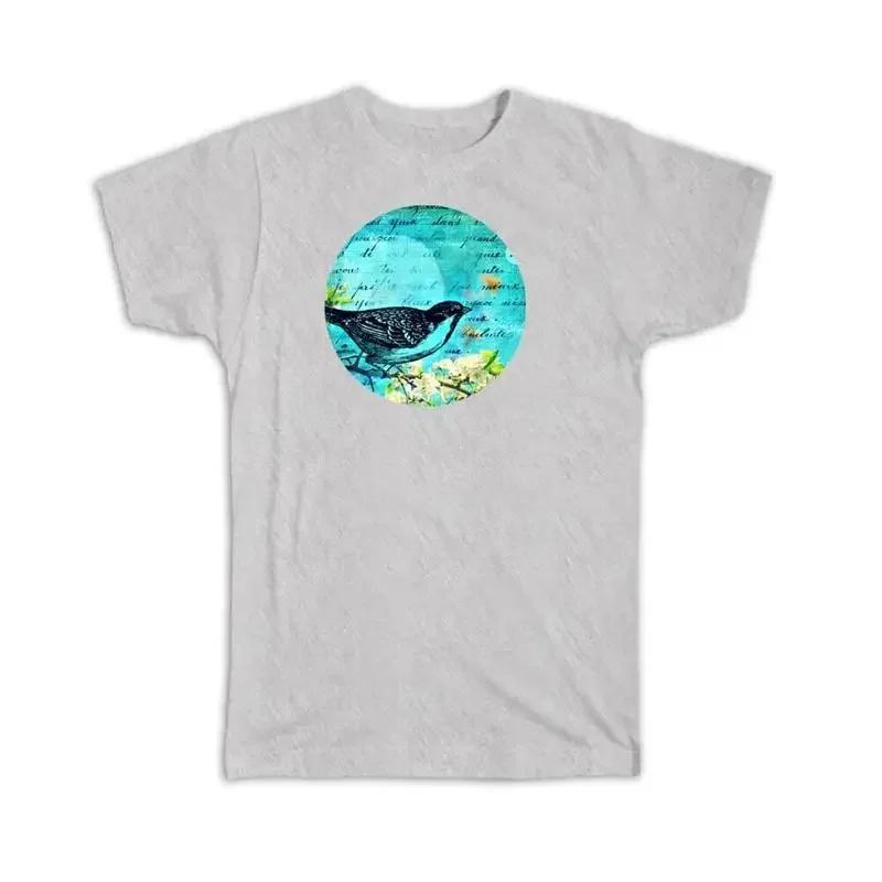 Bird Silhouette Vintage Print Retro Tile Wall Decor Nature Cherry T shirt