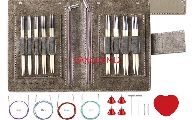 Knitting tools, hand-polished beef bone ring needle, removable ring needle set,
