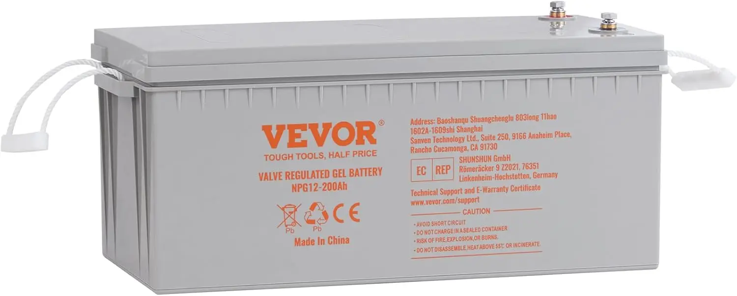 

Deep Cycle Battery, 12V 200 AH Rechargeable AGM Marine Battery, Designed for RV Solar Off-Grid Use, UPS Backup, Deep Cycle