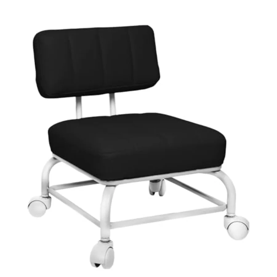 

Rolling Stool with Back Rest Roller Chair Heavy Duty Rolling Stools with Wheels for Home Office Garage Mechanic Flooring Cleani