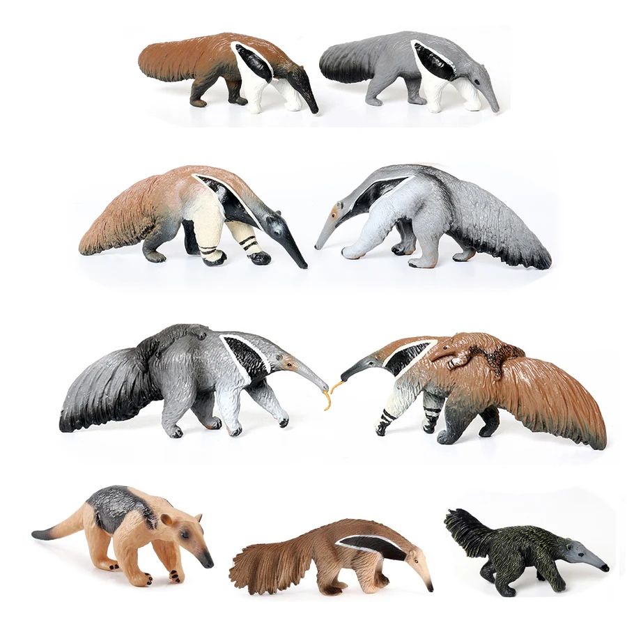 Realistic Wild Animal Model Plastic Anteater With Cub Toys Figure Figurine PVC Model  Educational Collection Kid Toy Gift