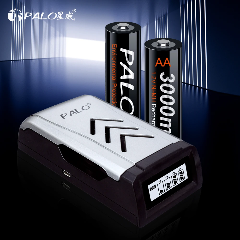 PALO 3000mAh Battery 1.2V AA 2A Ni-MH NiMH Rechargeable Battery for Camera Toy Car 100% original low self discharge AA Batteries