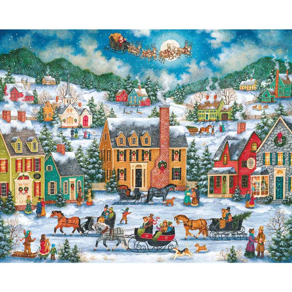 Christmas Blue Santa Cross Stitch 11CT Kit Needlework Craft Set Canvas Printed Cotton Thread Christmas Gift Home Decor Hot Sell