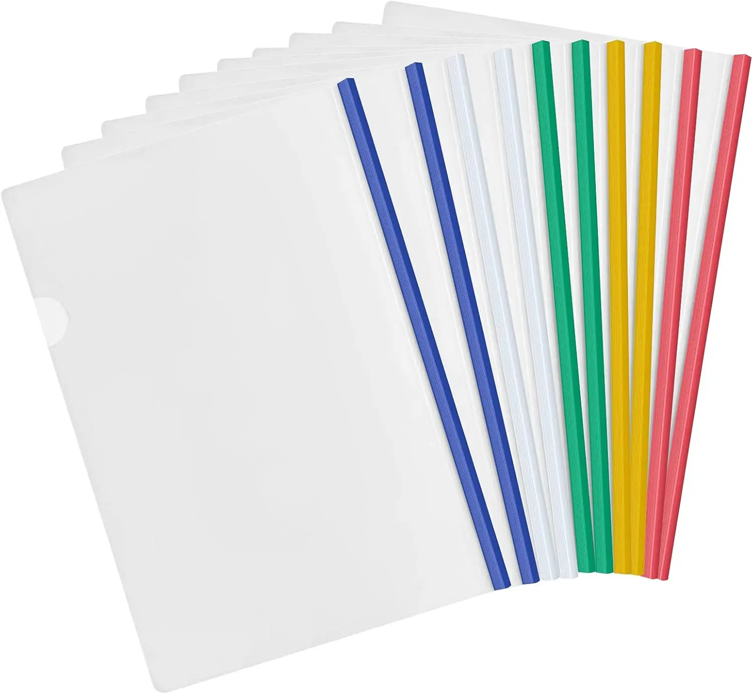 Pack of 10 Clear A4 Slide Binder Folder with Sliding Bar, Plastic Clip Bar Files Report Covers, File Folder Organiser Binder