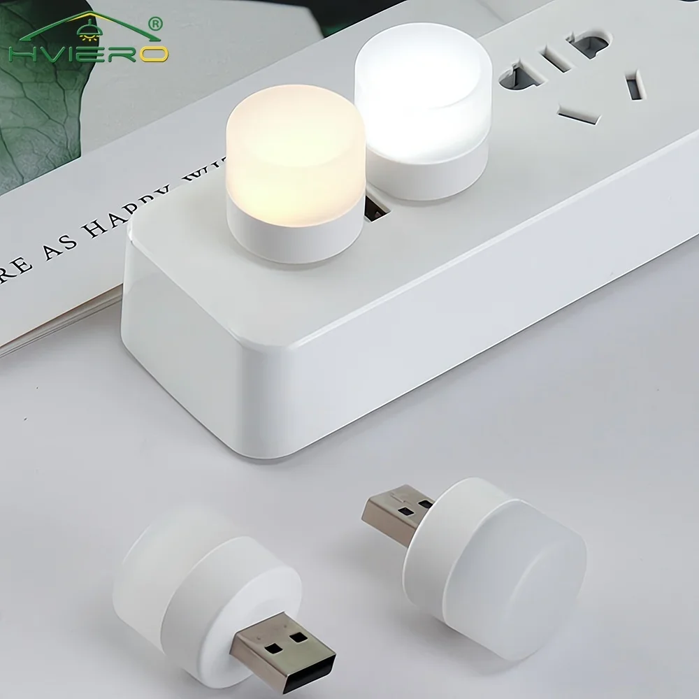 Round USB Plug Charging Lamp LED Computer Mobile Power Small Book Protection Reading Night Light Illumination Birthday Present