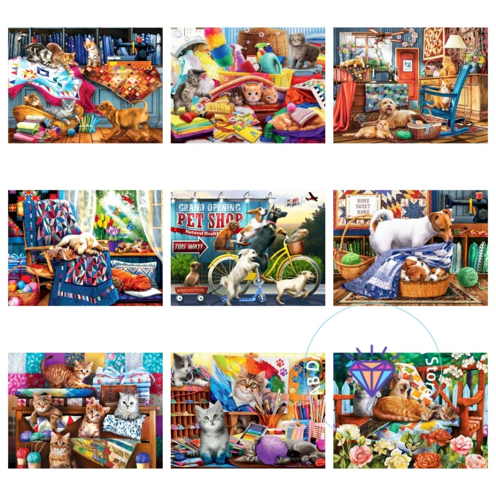 

Dog Cat Pet AB Diamond Painting Kit Square Round Diamond 5D DIY Cross Embroidery Handmade Art Adult Exquisite Gift Home Decor