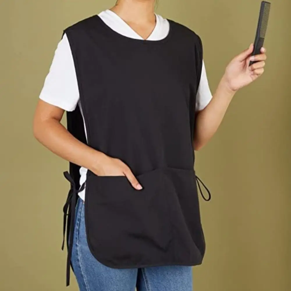 أداة تنظيف موحدة سترة مريلة بوليستر مع جيب لتصفيف الشعر عباءة بلون سادة قميص إعلاني مريح للنساء #4
