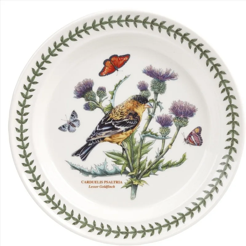 

Botanic Garden Birds 8.5" Dinner Plate, Lesser Goldfinch - Fine Earthenware, Dishwasher & Microwave Safe, Minimalist
