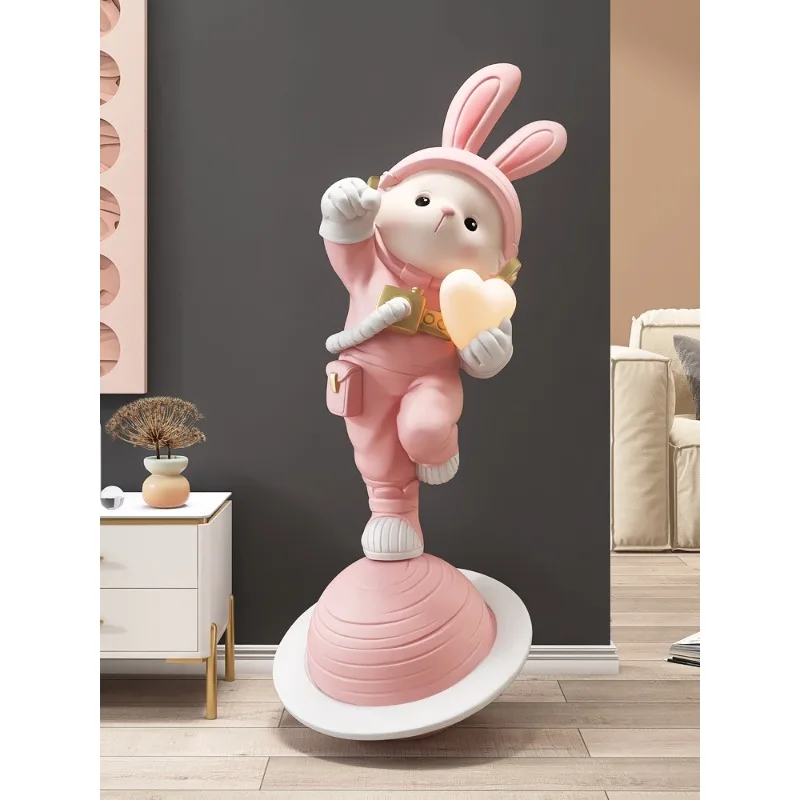 

Creative Home Decor Rabbit Statue Floor Decoration Nordic Figurines Living Room Space Rabbit Lamp Sculpture Ornaments Room Decor