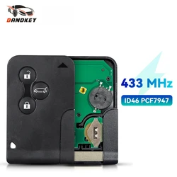 Dandkey For Renault Clio Logan Megane 2 3 Scenic 433Mhz ID46 PCF7947 Chip 3BTN Emergency Smart Remote Car Key Card Fob Small Key