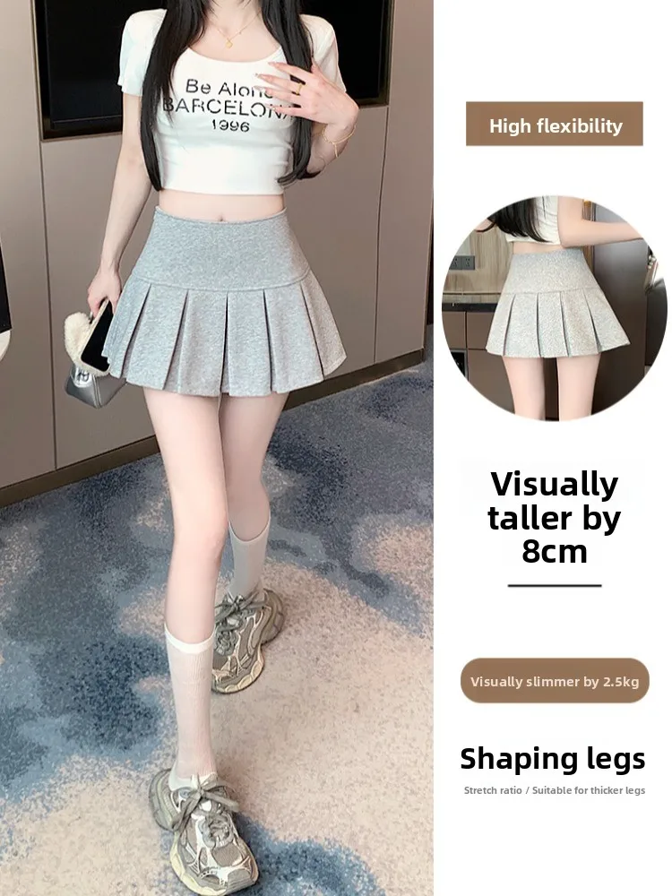 Retro Tennis Girl High Waist A-Line  Skirt Women Summer Anti-Light Short Skirt Pants Moisture Wicking Polyester Fiber
