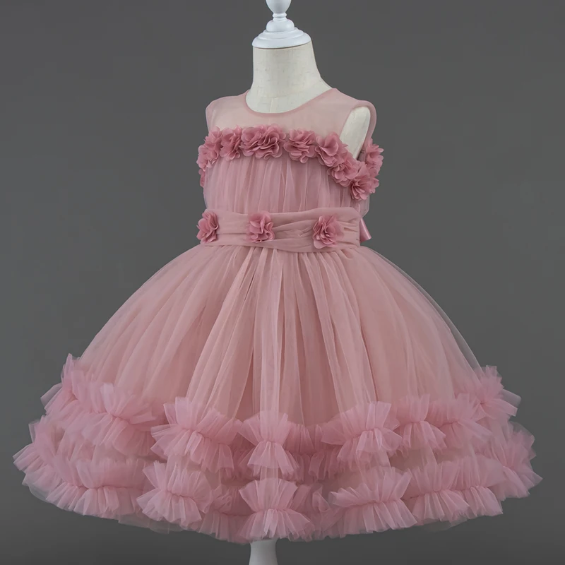 Sleeveless Wedding Birthday Dresses for Girls 0-5 Years Party Christening Baby Girls Gown Kids Children Pageant Clothes