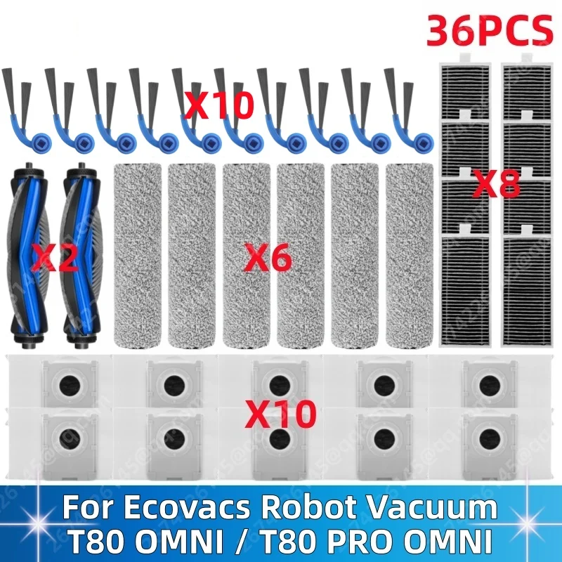 

For ECOVACS T80 OMNI / T80 PRO OMNI Robot Vacuum Spare Parts Main Side Brushes Mop Cloths HEPA Filters Dust Bags Accessories