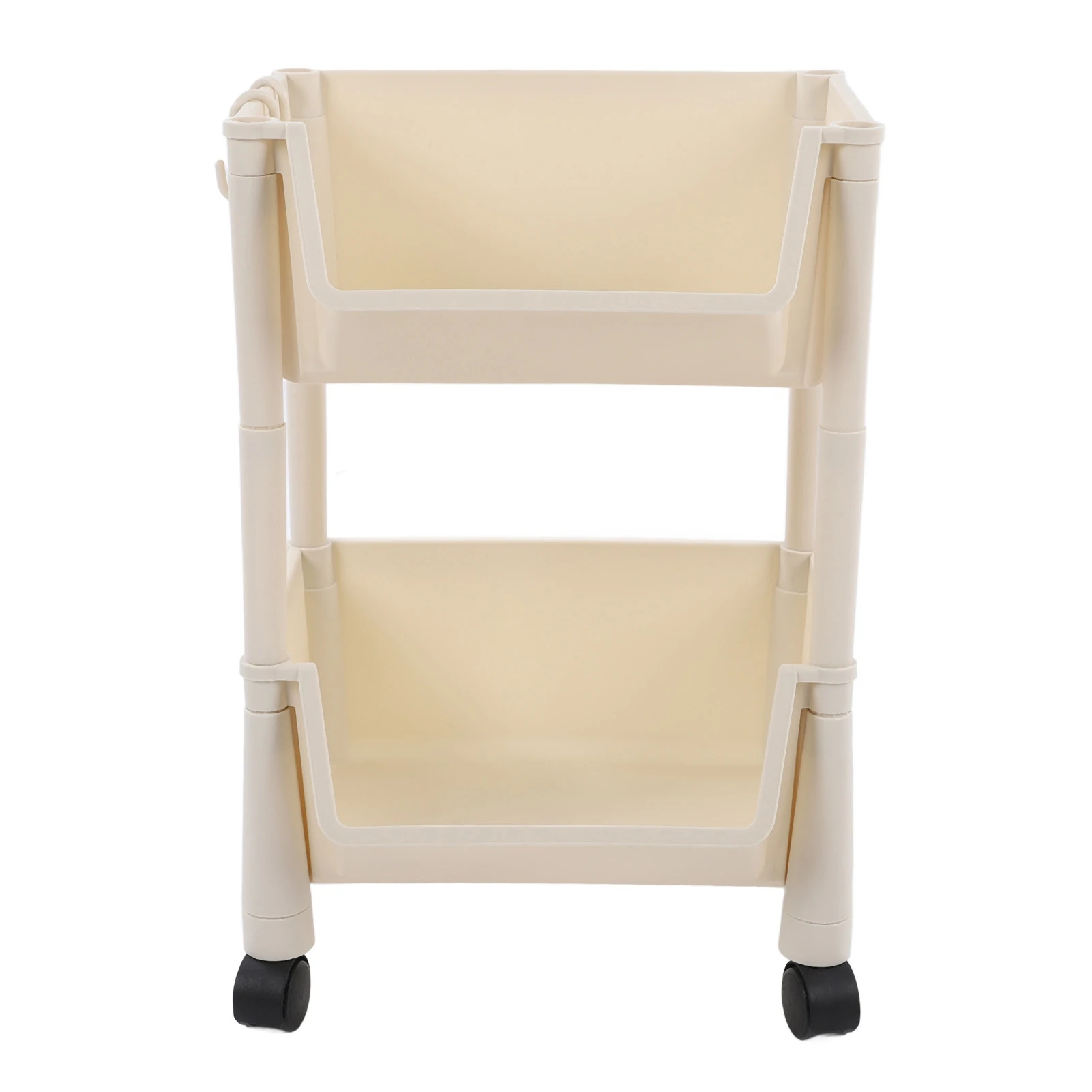 Compact Rolling Storage Organizer Large Capacity Mobile Utility Cart Movable Storage Book Shelves with Lockable Wheels 2 Tier Wi