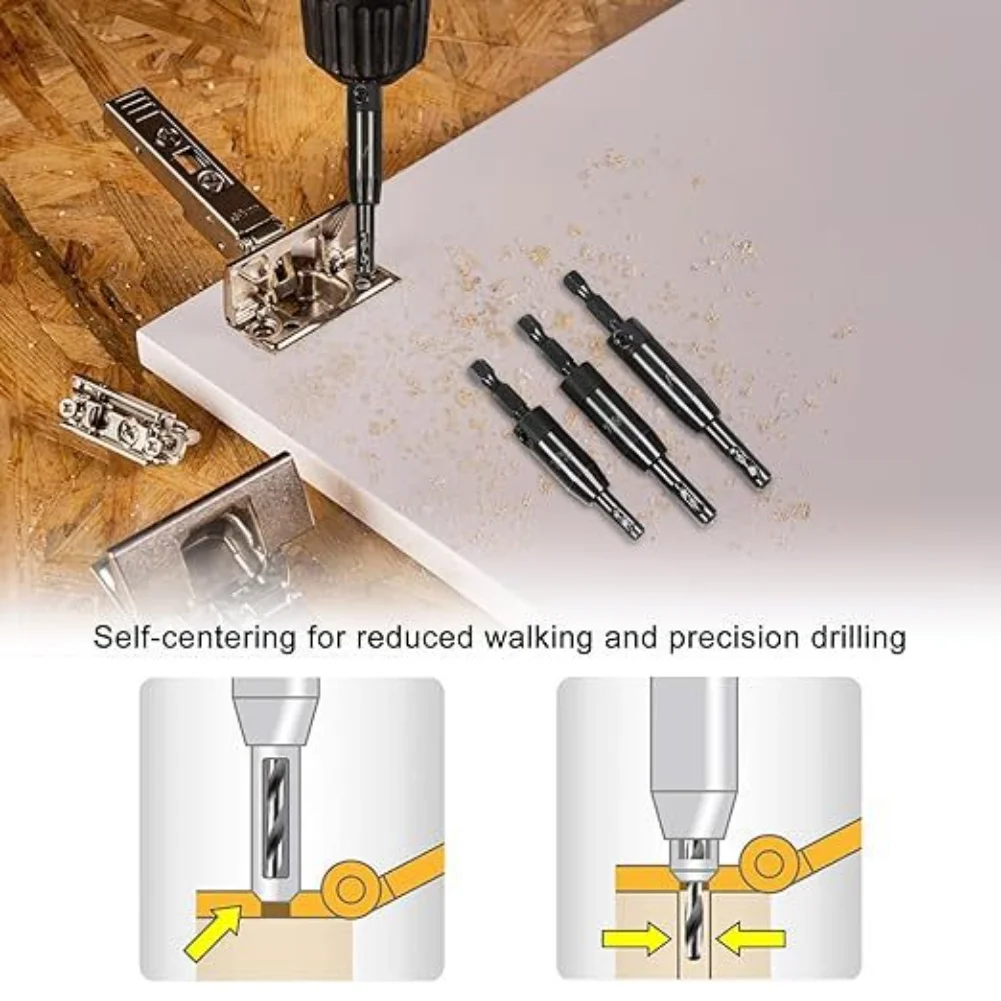 

Window Frame Drilling Hinge Drill Bit Wood Metal Bit Efficient Chip Removal Hex Wrench Included Wear Resistant