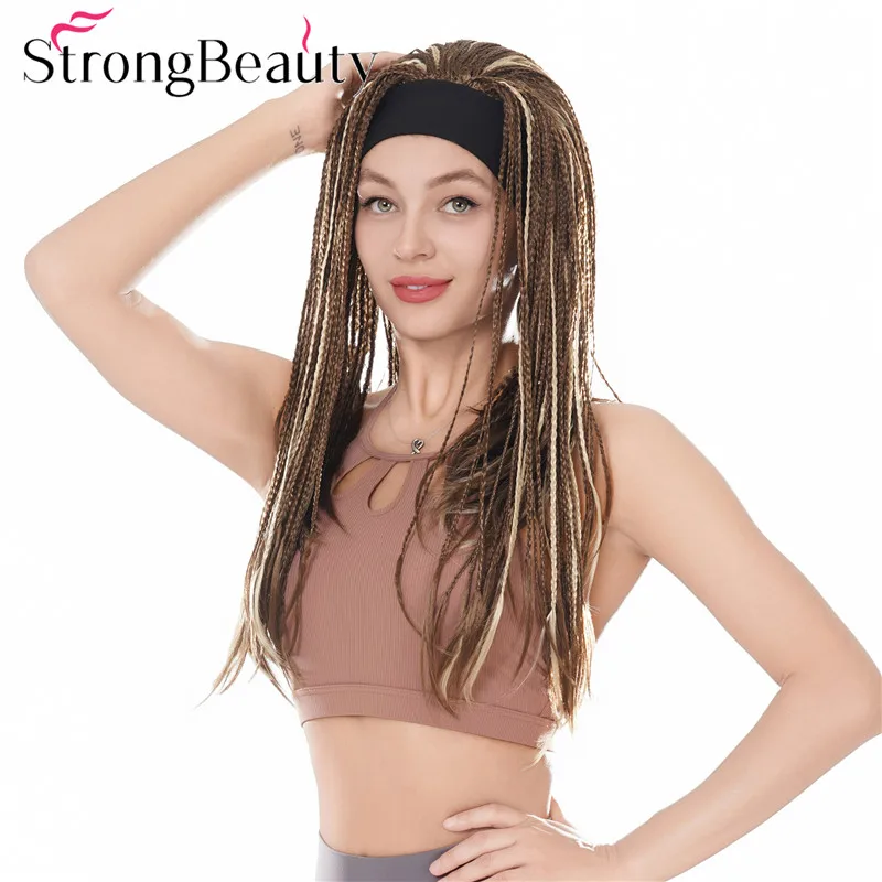 StrongBeauty Long Braided Synthetic Wigs Braiding Crochet Hair Women Wig With Headband