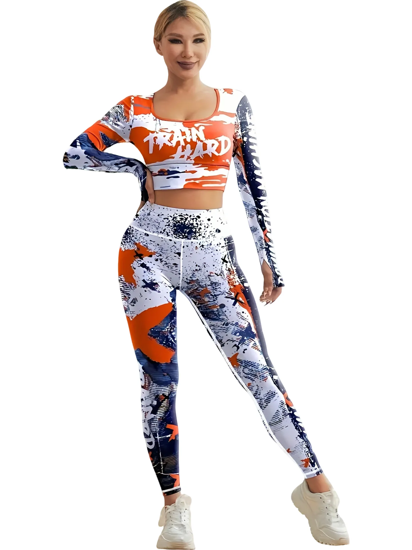 

Новый комплект для йоги с принтом из 2 предметов, удобный комплект для поднятия бедер, фитнеса, бега, езды на велосипеде, одежда для йоги, модная сексуальная женская спортивная одежда