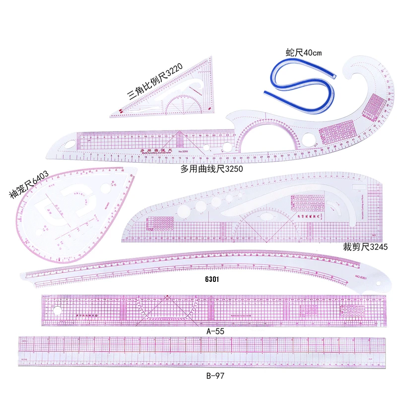 6/11/12pcs Patchwork Rulers French Curve Ruler Kit Tailor Measuring Kit Sewing Yardstick Cutting Quilting Ruler Tools Ruler Set