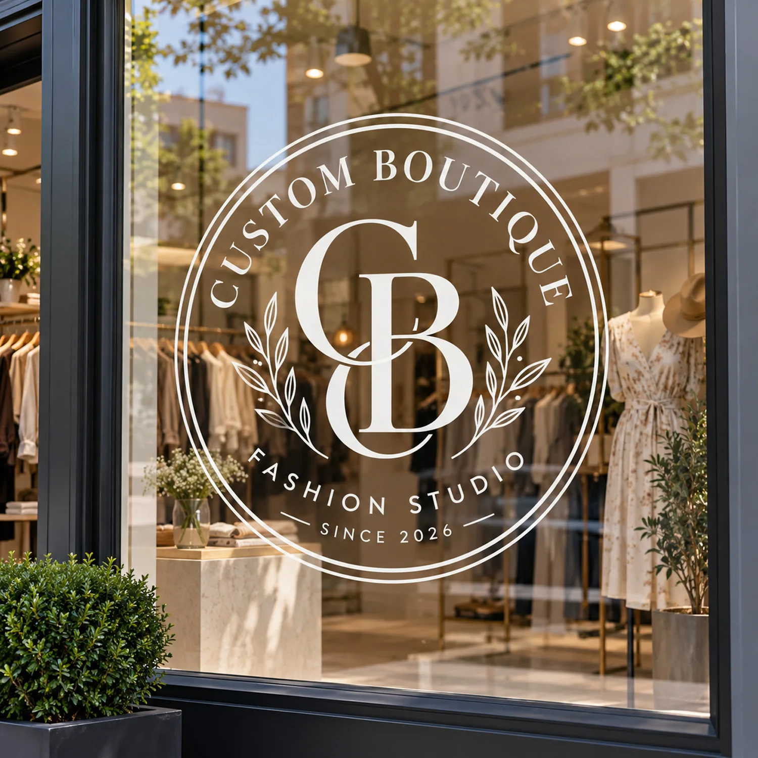 Custom Boutique Window Sticker, Personalized Logo Glass Decal, Transparent Storefront Sign for Clothing Shop Business
