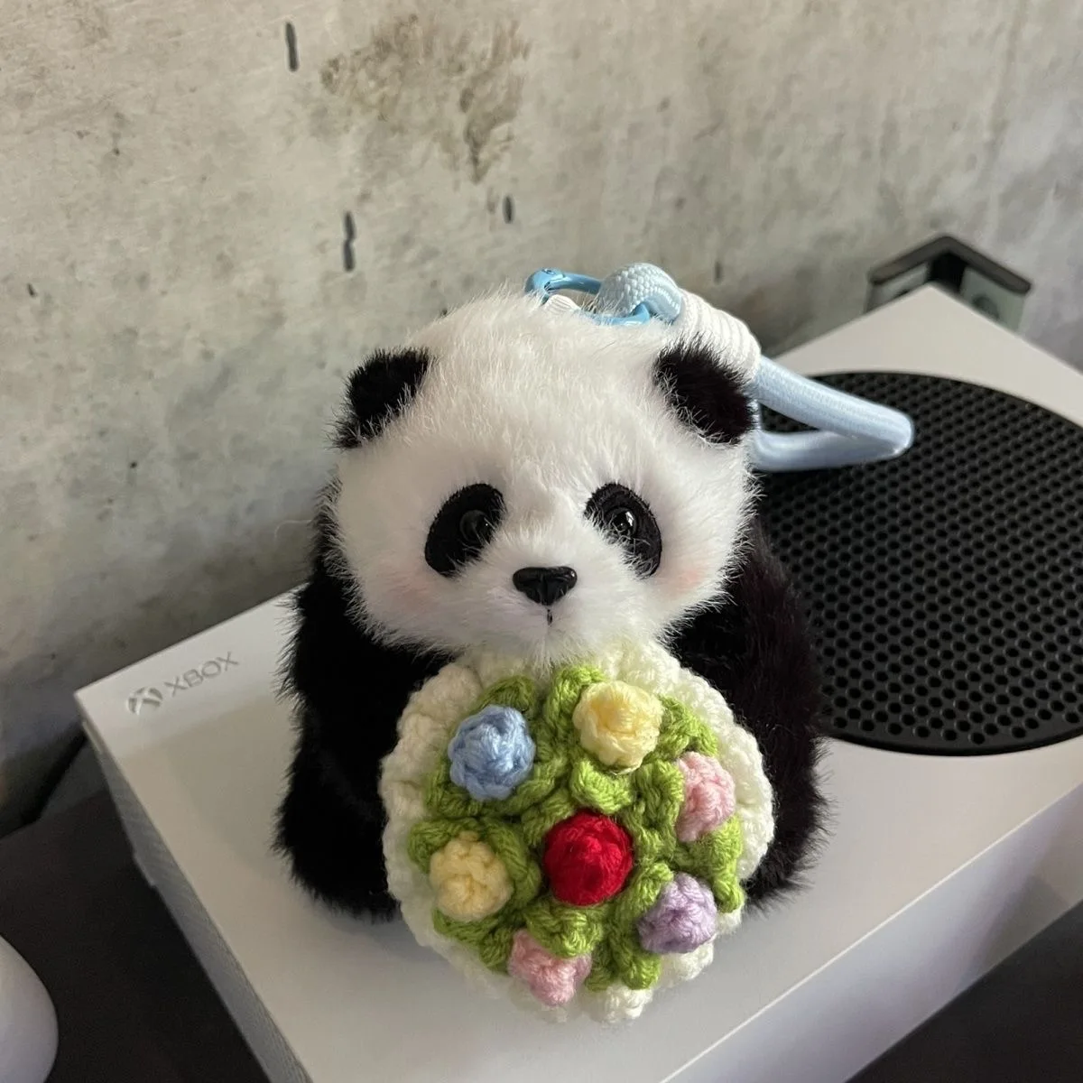 12cm Original Cute Panda Plush Keychain Plush Toy Accessory Home Decor Lovely Rose Panda Plush Pendant Home Car Decor