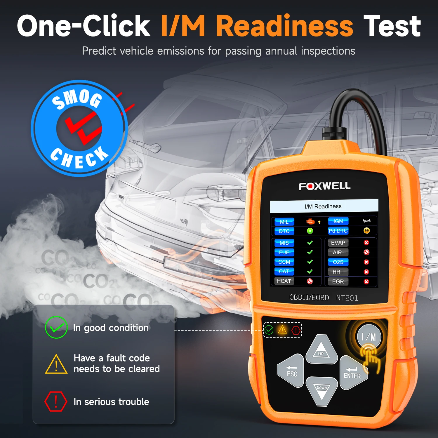 FOXWELL NT201 OBD2 Code Reader Engine Check Turn Off Engine Light Full OBDII Function OBD2 Scanner