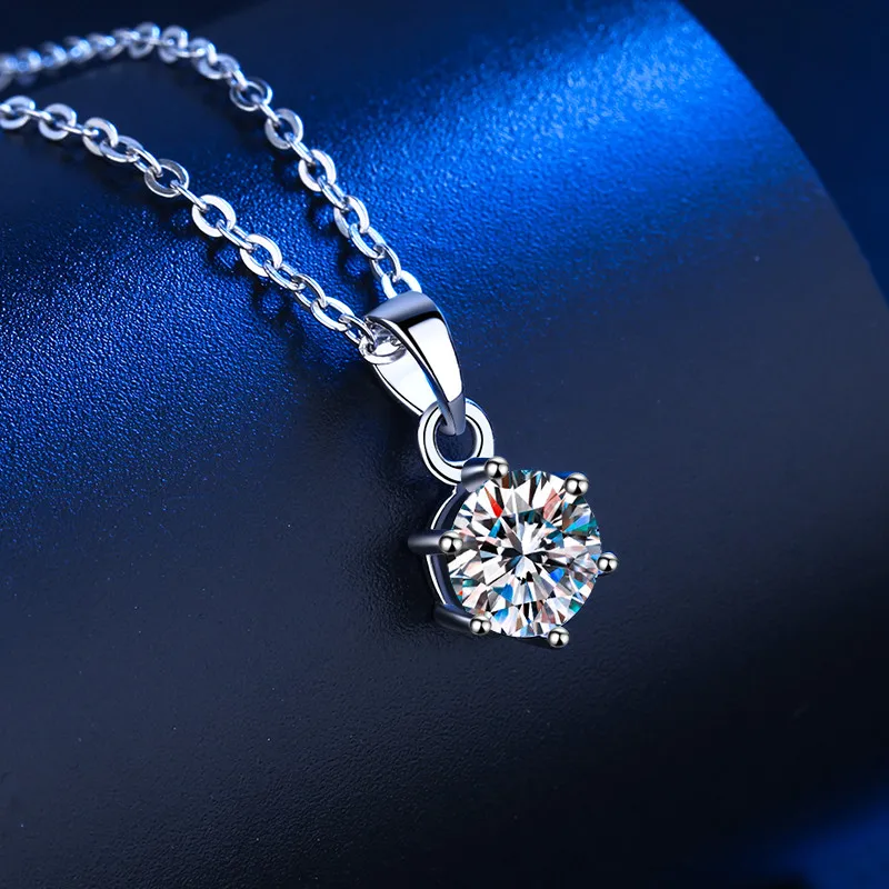 

100% Real Moissanite Necklace 1CT 2CT 3CT VVS Lab Diamond Pendant Necklaces for Women Men Gift Sterling Silver Wedding Jewelry