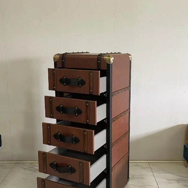 خزانة ذات أدراج عتيقة، خزانة ذات أدراج من الخشب الصلب، نوع درج برتقالي، تخزين غرفة المعيشة الأمريكية، خزانة غرفة النوم #6