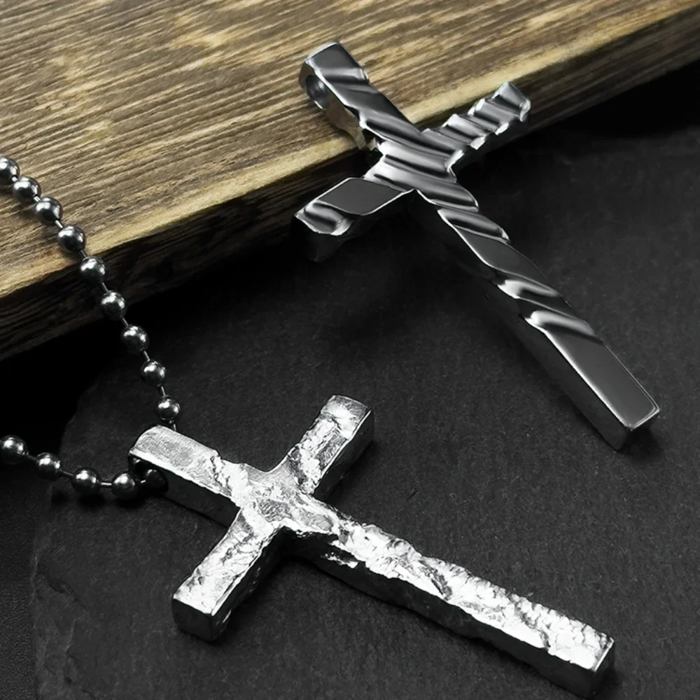 

Pure Titanium Cross Pendant Handmade Mirror Jewelry Grade Polished Premium Feeling Couple American Pendant Hip Hop Sweater Chain