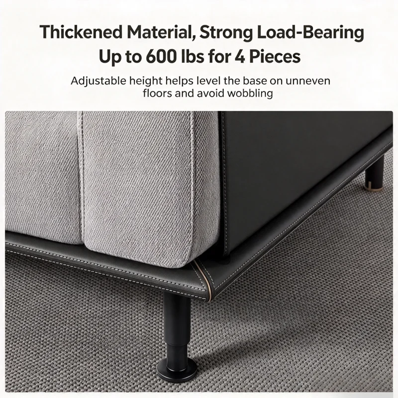 Metal Adjustable Furniture Support Legs, Height Adjustable Bed Frame Legs Replacement for Sofa Couch Cabinet Table, Heavy Duty N