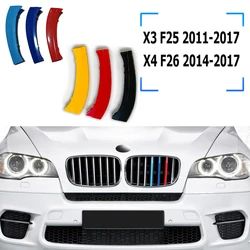 1set 3pcs For BMW ABS Germany Flag/M Color Grille Insert Trims Strips For X3 X4 F25 F26 2011-2017 G01 G02 2018-2021