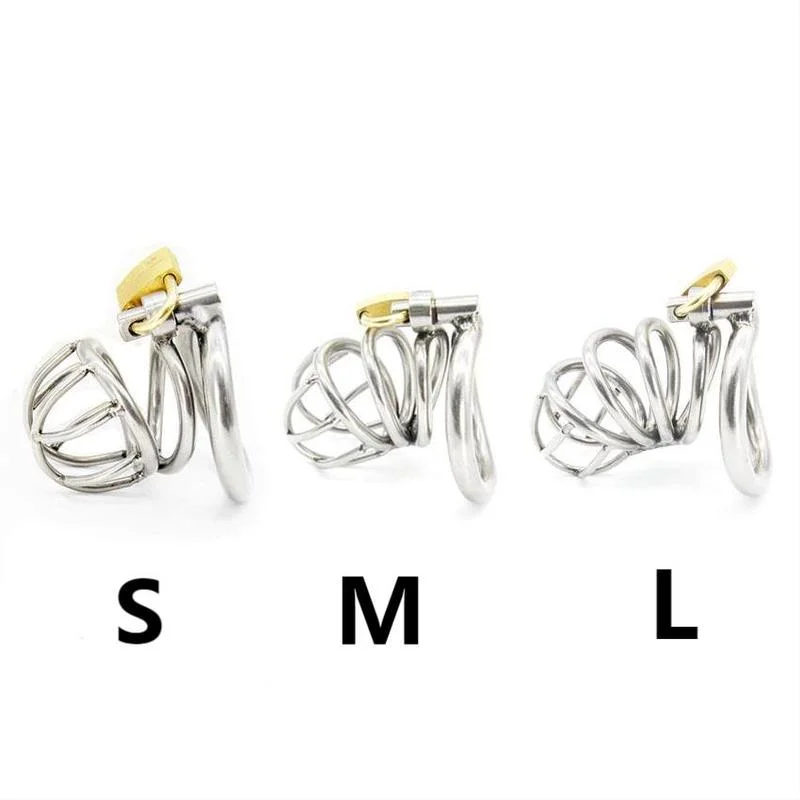 Stainless Steel Chastity Hollow Cage Locking Cage Restraint Ring Metal Chastity Belt Device Penis Ring Sex Toys for Men