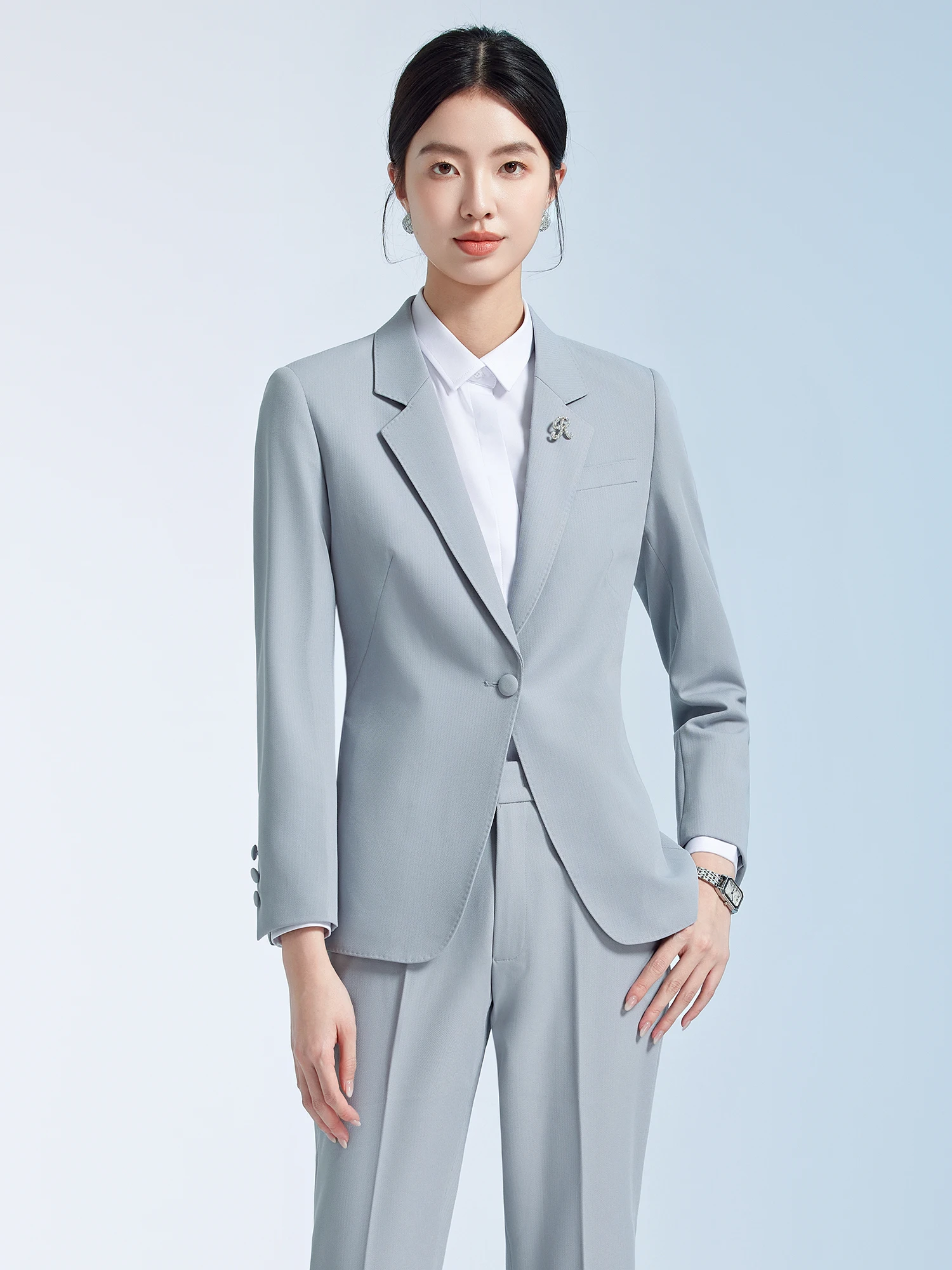 

High-End Professional Women's Suit Set Slim Fit Workwear Business Formal Jacket Work Uniform Polyester Rayon Spandex Blend