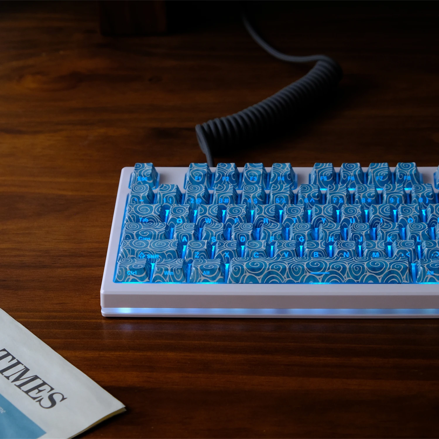 Vortex Side Engraved Transparent Keycap PBT Original Height, Thermal Sublimation, Mechanical Keyboard Cap