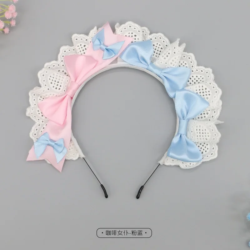 Forcina Lolita in stile giapponese per ragazze, anime, cosplay, fascia per capelli con nodo e fiocco in pizzo per esposizioni e feste