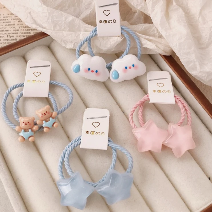 Children Hair Accessories 2pcs/set Versatile Star Hair Ties Newborn Soft Elastic No Pull