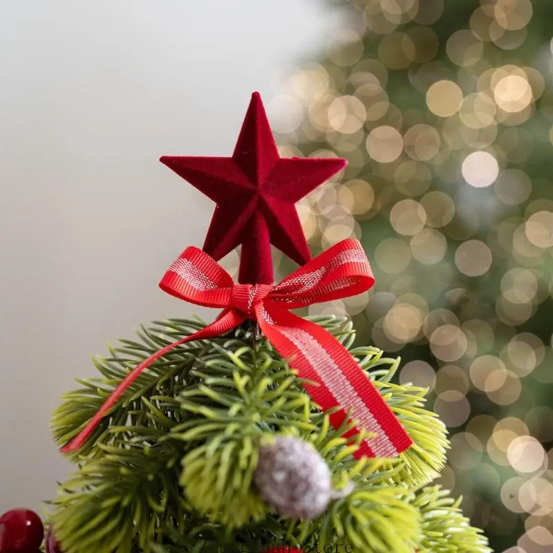 Verzierter Mini-Weihnachtsbaum mit Stern, Band, Tannenzapfen, Obstbesatz und einer präsentationsfertigen Struktur 3XUF – Detail 8