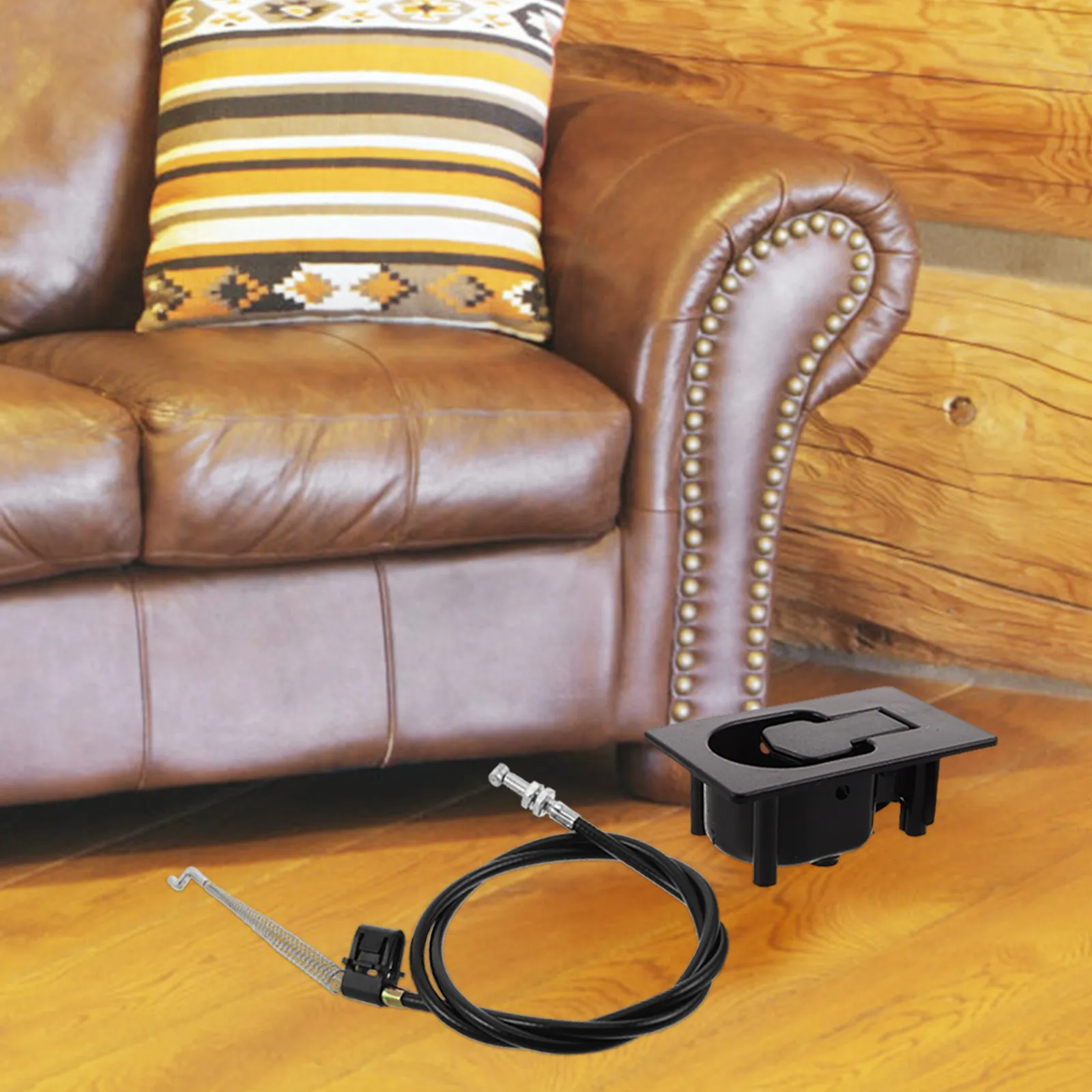 1Set Universal Recliner Pull Handle Replacement Kit Black Sofa Chair Release Lever with Sturdy Spring Cable Furniture Repair
