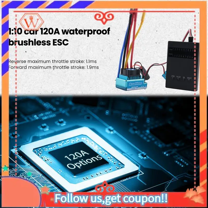 

Durable 1:10 Car Waterproof Brushless Esc + Program Card Combination Details, For 1/10 Rc Car
