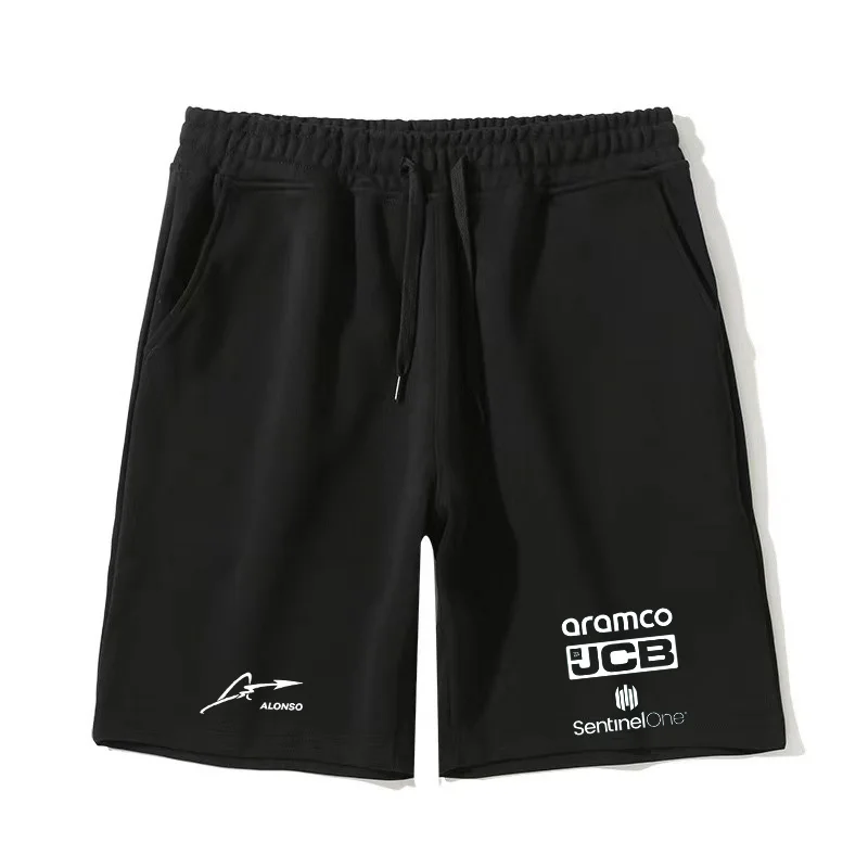 Aston Martin printed casual shorts, with a loose fit, sporty style, three-quarter length, suitable for young people's summer fas