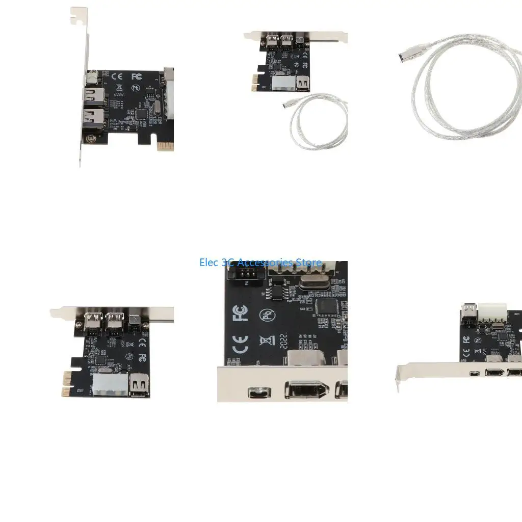 Y51A PCIe 3 Ports 1394A Firewire Expansion Card, PCI E (1X) to IEEE 1394 Adapter