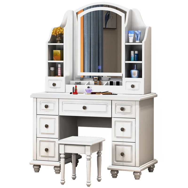 Small Family Bedroom Fashion Design Reasonable Price Vanity Dressing Table Dresser Set With Mirror Drawer