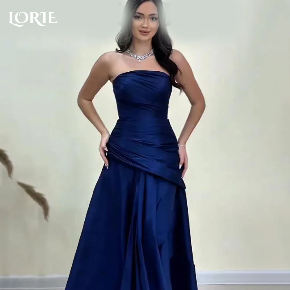 

LORIE Shiny Mermaid Evening Dresses Elegant Strapless Pleats Backless A-Line Arabia Prom Gown Ruffle Party Dresses Customized
