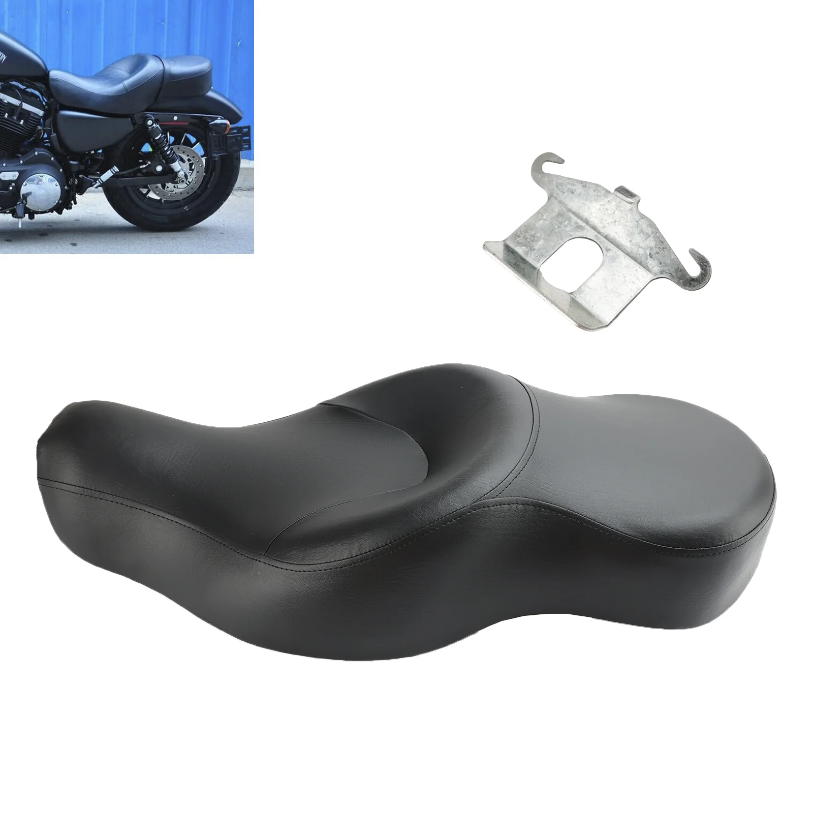 Sedile conducente e passeggero in pelle 2-up per Harley XL883N XL1200N 2004-2018 nero