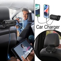 Retractable Back Seat Car Headrest Charger 4 in 1 Fast 50W Multi Function Adapter for Laptop/Mobile Phone Car Accessories I3A4