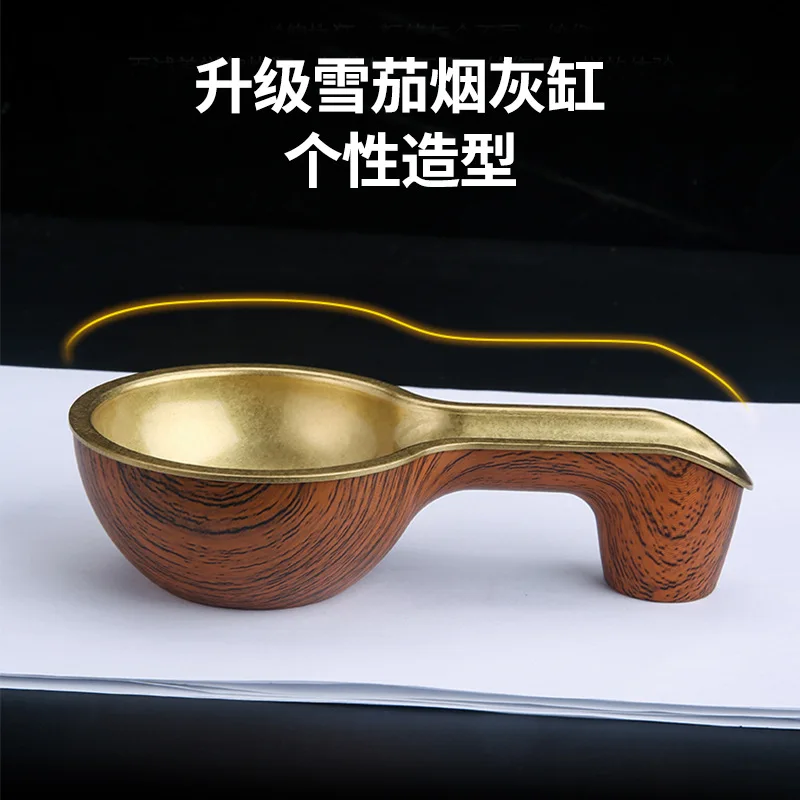 European style, creative and unique, wooden ashtray, exquisite retro bronze cigar tray, American office decoration items, gift image 4
