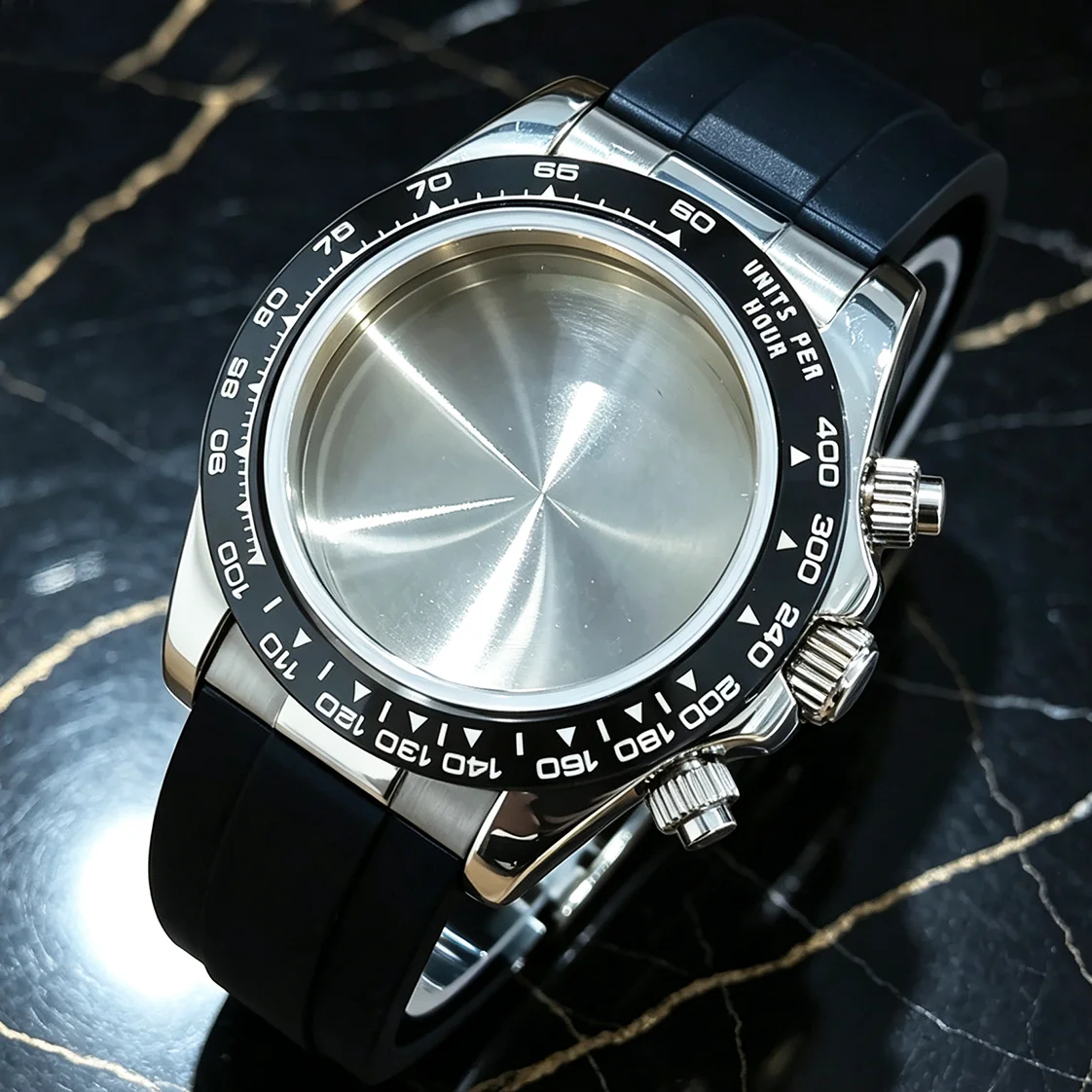 39MM VK63 Rubber Strap Case Fit For Daytona VK63 Case Fine tuning Buckle 316L Stainless Steel Men's Watch Accessories