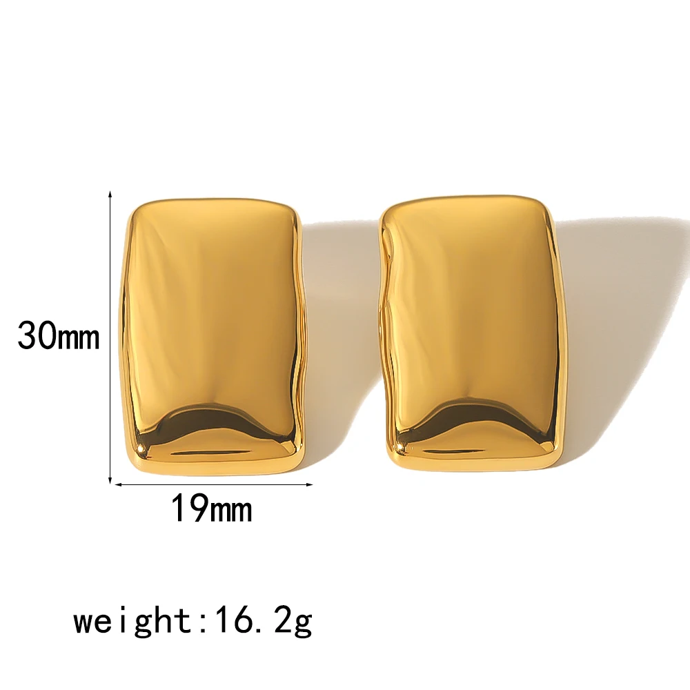 Vintage Wasserdichte Ohrstecker aus Edelstahl in Gold- und Silberfarbe, Quadratisch Strukturiert, Metallischer Modeschmuck für Damen – Detail 9