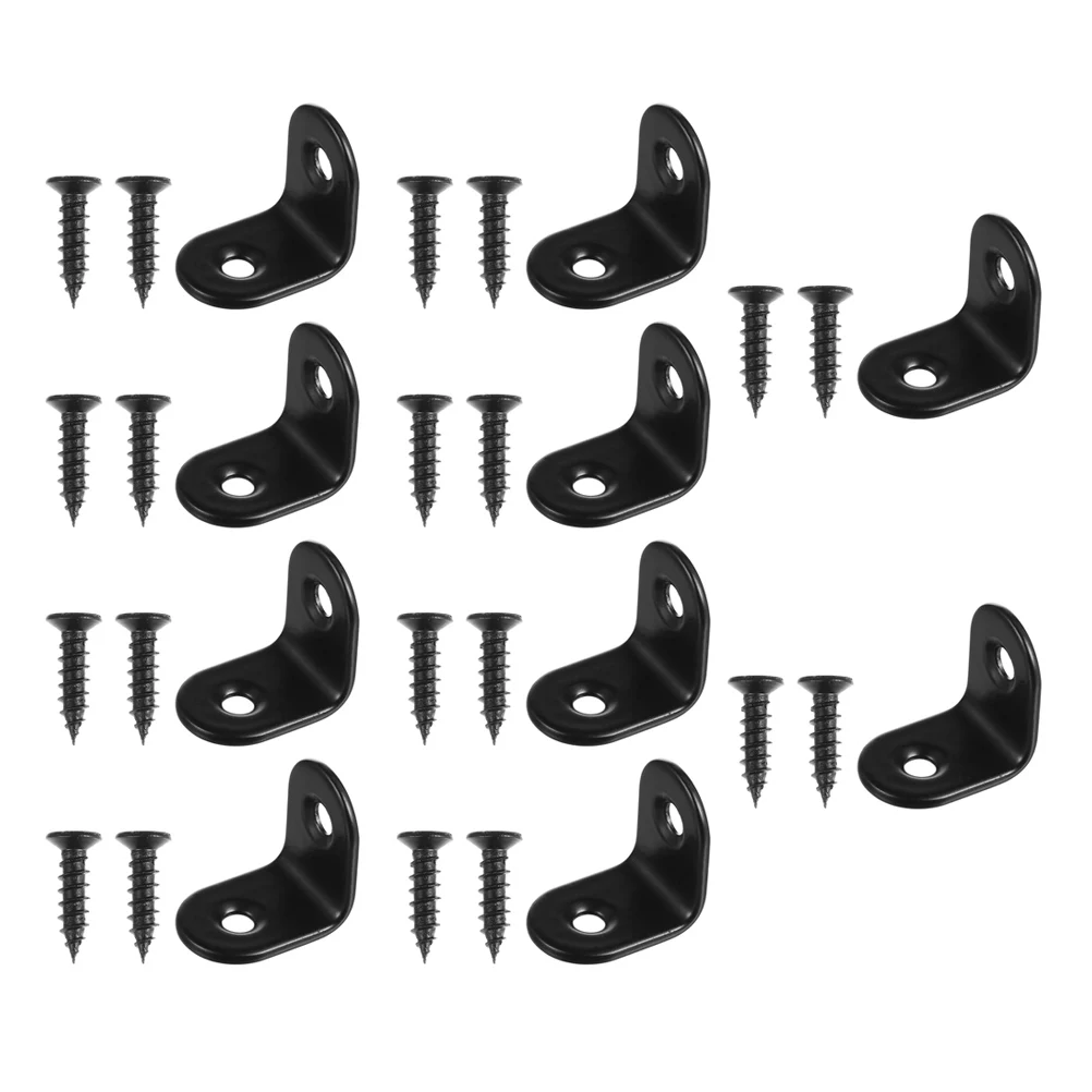 18 set Staffe angolari nere Accessori per mobili ad angolo retto in acciaio inossidabile Decorazione per mensola Hardware per staffa da 90 gradi